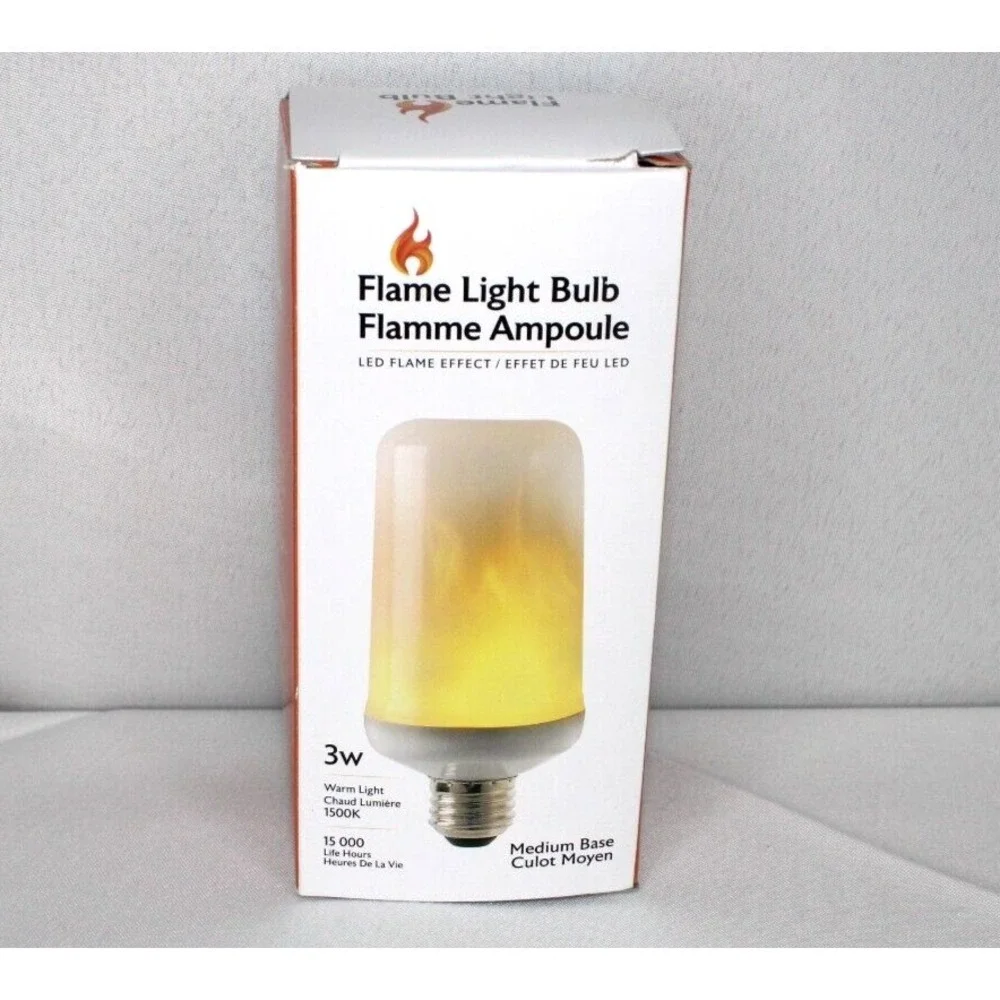 Flame Design LED Light Bulb, Feit Electric 3-Watt Warm White 1500K Medium Base